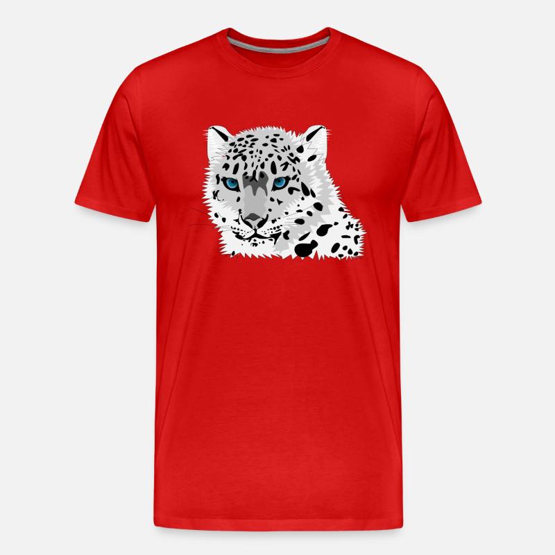 Schneeleopard - Männer Premium Bio T-Shirt - Rot
