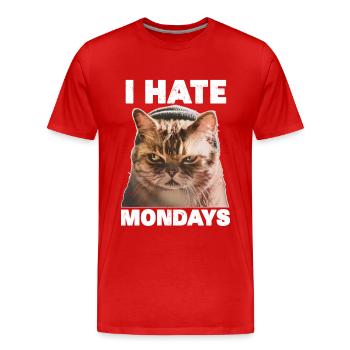 I hate mondays saying cat monday funny - Men's Premium Organic T-Shirt - red - Front - Damien (186cm)