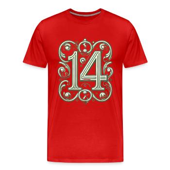 Design élégant orné numéro 14 - T-shirt bio Premium Homme - rouge - Devant - Damien (186cm)