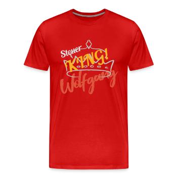 Steuer King Wolfgang - Männer Premium Bio T-Shirt - Rot - Vorne - Damien (186cm)