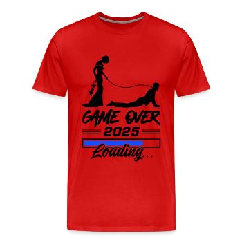 Wedding Loading 2025 Game Over - T-shirt bio Premium Homme - rouge - Devant - Damien (186cm)