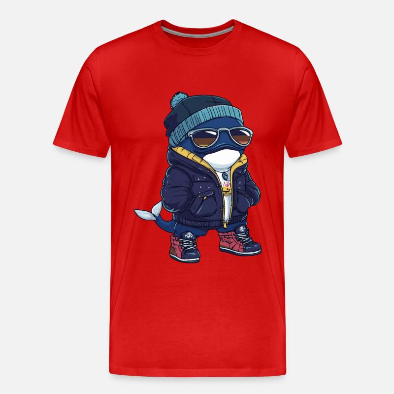 Wal Cool Comic - Männer Premium Bio T-Shirt - Rot