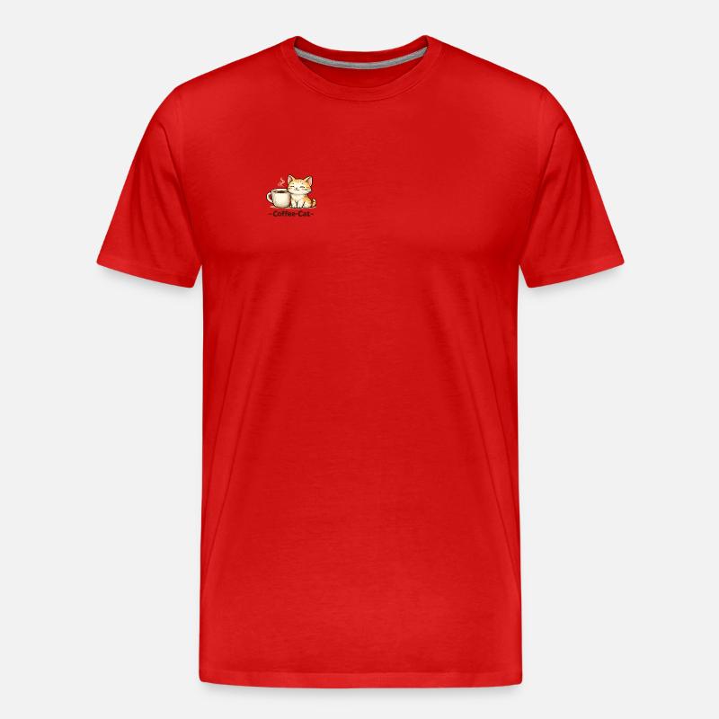 Kaffee-Kätzchen Illustration - Männer Premium Bio T-Shirt - Rot