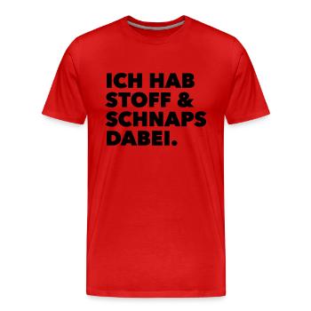 stoff & schnaps - Männer Premium Bio T-Shirt - Rot - Vorne - Damien (186cm)