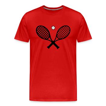 Tennisschläger und Tennisball - Männer Premium Bio T-Shirt - Rot - Vorne - Damien (186cm)