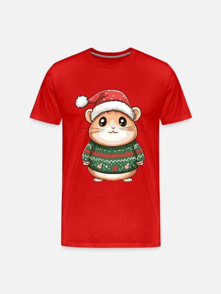 Hamster Christmas Comic - Men's Premium Organic T-Shirt - red
