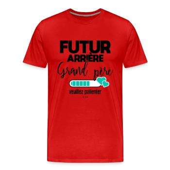 Futur arrière grand père veuillez patienter - T-shirt bio Premium Homme - rouge - Devant - Damien (186cm)