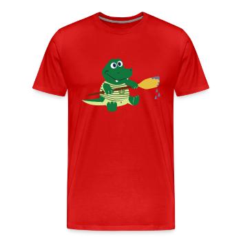 Krokodil mit Paddel - Männer Premium Bio T-Shirt - Rot - Vorne - Damien (186cm)