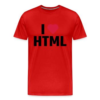 J'aime HTML - T-shirt bio Premium Homme - rouge - Devant - Damien (186cm)