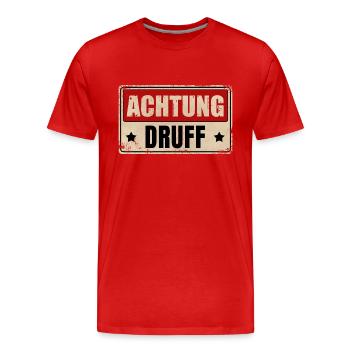 ACHTUNG DRUFF - Männer Premium Bio T-Shirt - Rot - Vorne - Damien (186cm)