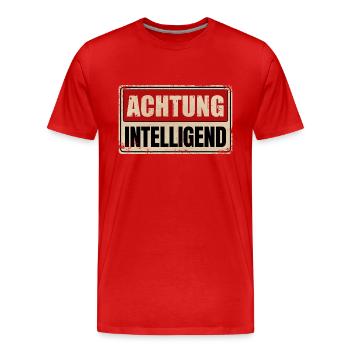 ACHTUNG INTELLIGEND - Männer Premium Bio T-Shirt - Rot - Vorne - Damien (186cm)