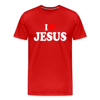 I love jesus - Men's Premium Organic T-Shirt - red - Front - Damien (186cm)