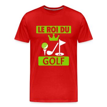 Le roi du golf Golfeur Golf Humour - T-shirt bio Premium Homme - rouge - Devant - Damien (186cm)
