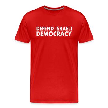 Defend israeli democracy - Men's Premium Organic T-Shirt - red - Front - Damien (186cm)