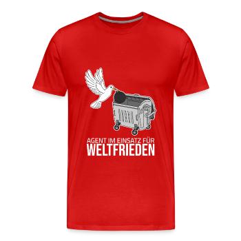 Paix dans le monde - Agent en action - T-shirt bio Premium Homme - rouge - Devant - Damien (186cm)