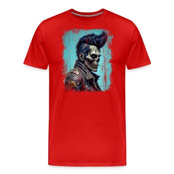Rock’n’Roll Horreur Punk Zombie Skull - T-shirt bio Premium Homme - rouge - Devant - Damien (186cm)