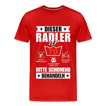 Dieser Radler ist 70. Schonend behandeln - Männer Premium Bio T-Shirt - Rot - Vorne - Damien (186cm)