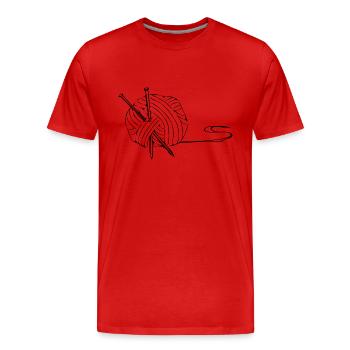 aiguilles à tricoter en tricot cadeau idée cadeau laine - T-shirt bio Premium Homme - rouge - Devant - Damien (186cm)
