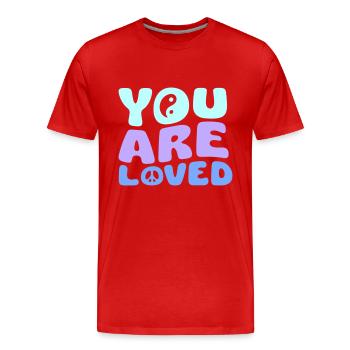 YOU ARE LOVED - Männer Premium Bio T-Shirt - Rot - Vorne - Damien (186cm)