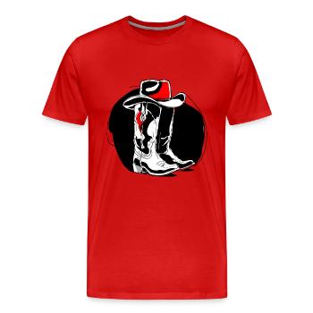 Stetson et bottes Western Country Danse en ligne - T-shirt bio Premium Homme - rouge - Devant - Damien (186cm)