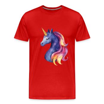 Licorne magique avec crinière galactique - T-shirt bio Premium Homme - rouge - Devant - Damien (186cm)