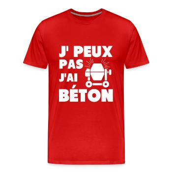 J peux pas j'ai Béton Cadeau Homme Maçon - T-shirt bio Premium Homme - rouge - Devant - Damien (186cm)
