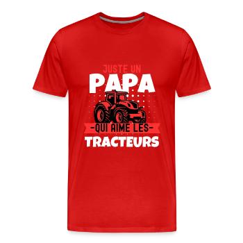 Farmer Humor Tractor Dad Gift - Men's Premium Organic T-Shirt - red - Front - Damien (186cm)