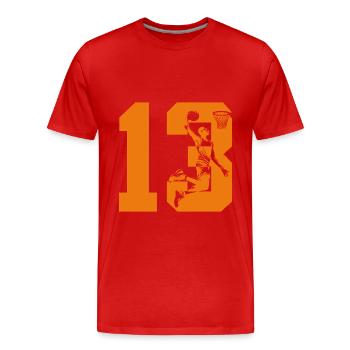 NUMMER 13 BASKETBALL 13. GEBURTSTAG - Männer Premium Bio T-Shirt - Rot - Vorne - Damien (186cm)