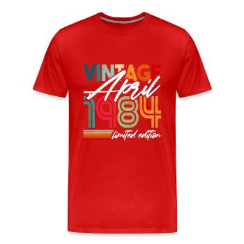 Vintage born April 1984 Birthday April 1984 - Men's Premium Organic T-Shirt - red - Front - Damien (186cm)