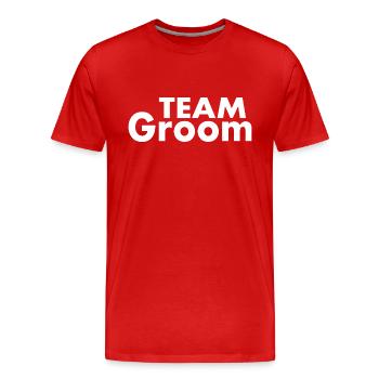 Team groom - Men's Premium Organic T-Shirt - red - Front - Damien (186cm)