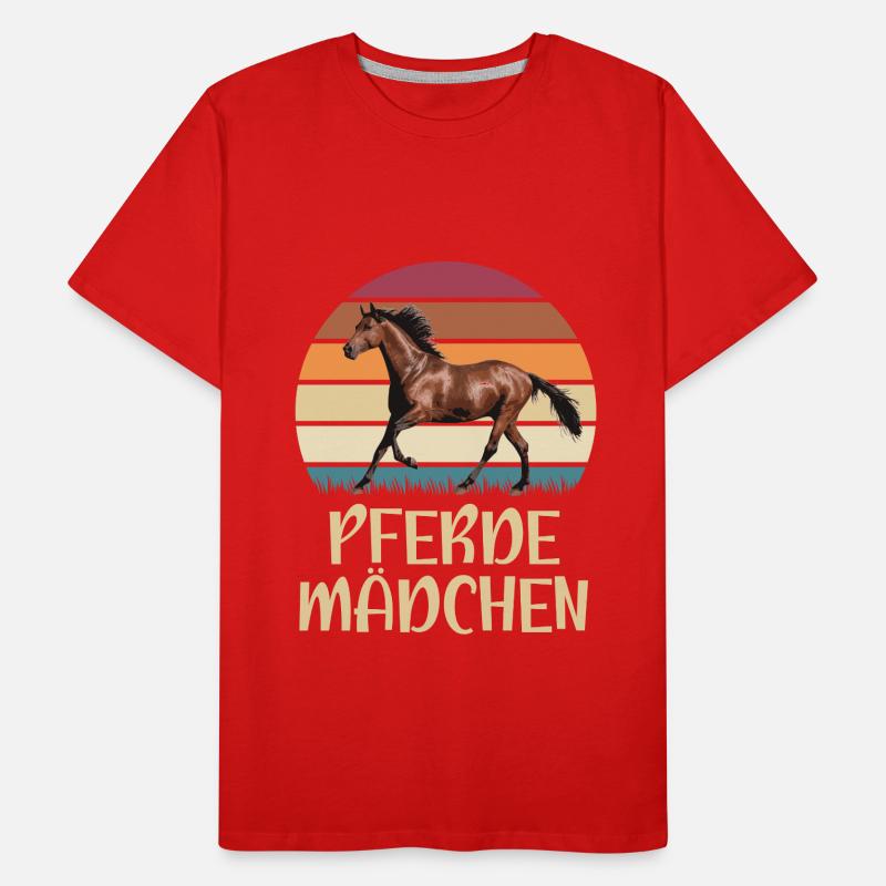 Pferde Mädchen Pferde Retro Design Männer Premium Bio T-Shirt