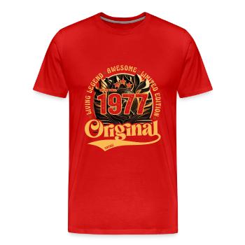 né en 1977 anniversaire rétro vintage 1977 - T-shirt bio Premium Homme - rouge - Devant - Damien (186cm)