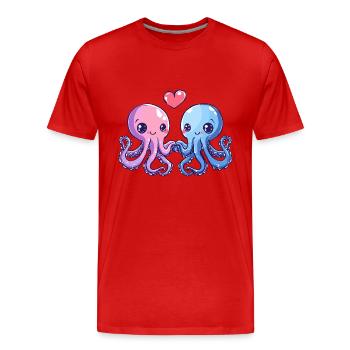 Oktopus Paar Liebe Valentinstag - Männer Premium Bio T-Shirt - Rot - Vorne - Damien (186cm)