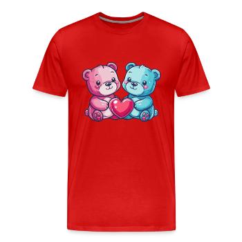 Bär Paar Liebe Valentinstag - Männer Premium Bio T-Shirt - Rot - Vorne - Damien (186cm)