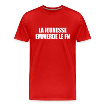 la jeunesse emmerde front national - T-shirt bio Premium Homme - rouge - Devant - Damien (186cm)