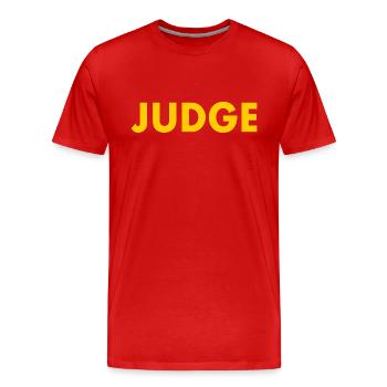 Judge - Men's Premium Organic T-Shirt - red - Front - Damien (186cm)