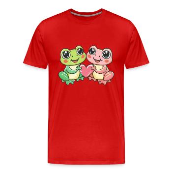 Frosch Paar Liebe Valentinstag - Männer Premium Bio T-Shirt - Rot - Vorne - Damien (186cm)