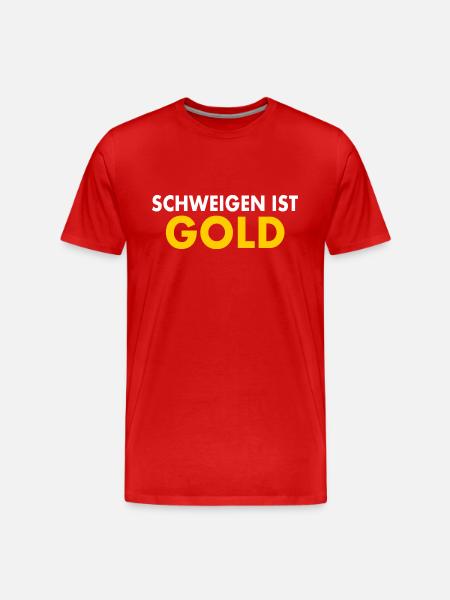 schweigen ist gold - Männer Premium Bio T-Shirt - Rot