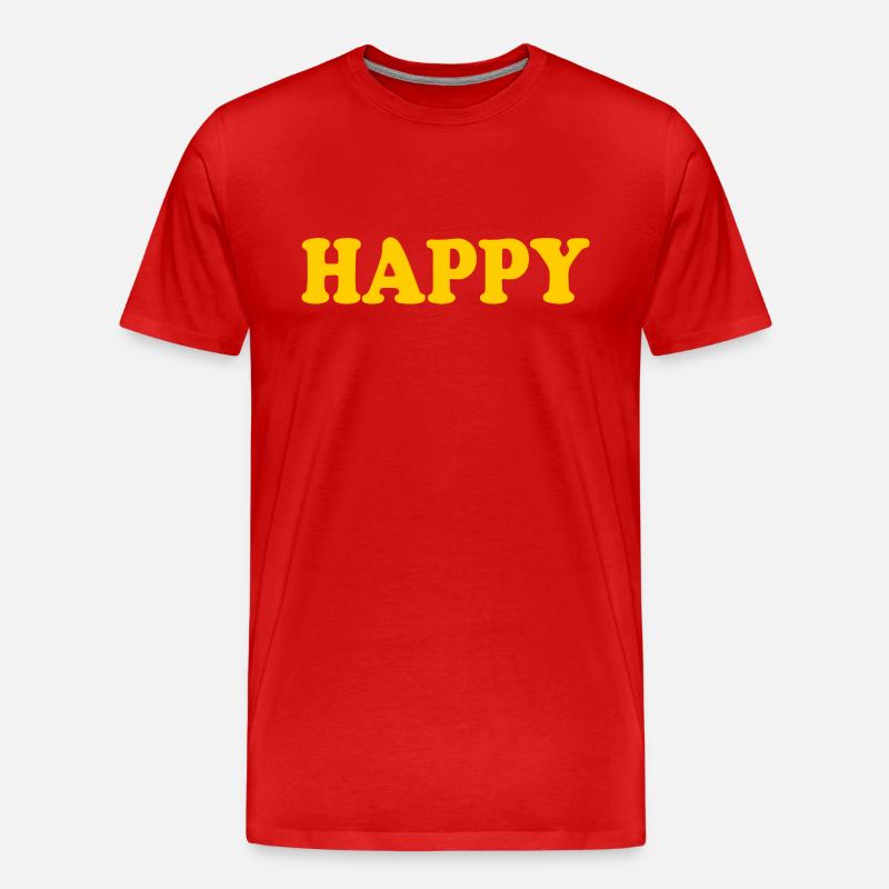 Happy - Männer Premium Bio T-Shirt - Rot