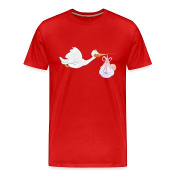 Storch mit Baby - Männer Premium Bio T-Shirt - Rot - Vorne - Damien (186cm)