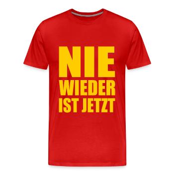Plus jamais ça n’est maintenant - T-shirt bio Premium Homme - rouge - Devant - Damien (186cm)