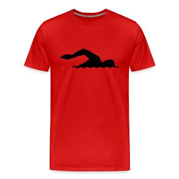Schwimmen - Männer Premium Bio T-Shirt - Rot - Vorne - Damien (186cm)
