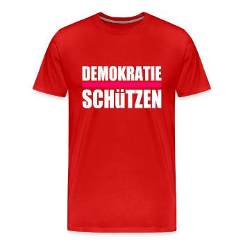 Demokratie schützen - Männer Premium Bio T-Shirt - Rot - Vorne - Damien (186cm)