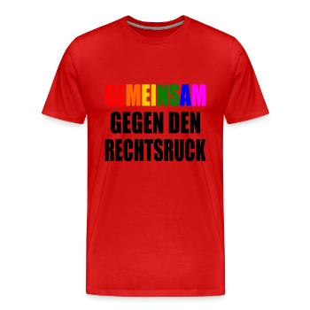 gemeinsam gegen den rechtsruck - Männer Premium Bio T-Shirt - Rot - Vorne - Damien (186cm)