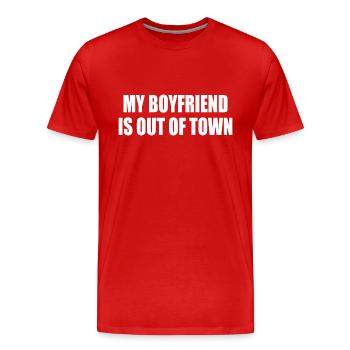 my boyfriend if out of town - T-shirt bio Premium Homme - rouge - Devant - Damien (186cm)