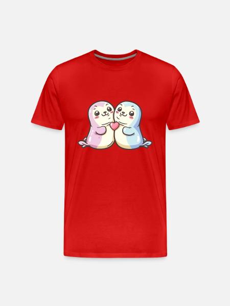 Sælpar elsker Valentinsdag - Herre Premium T-shirt økologisk - rød