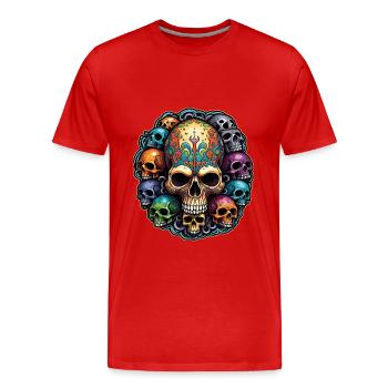 Decorative Large Skull with Small Skulls - Men's Premium Organic T-Shirt - red - Front - Damien (186cm)