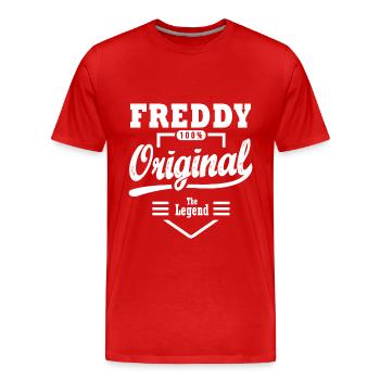 Freddy Geschenk Original Personalisierter Name Freddy - Männer Premium Bio T-Shirt - Rot - Vorne - Damien (186cm)