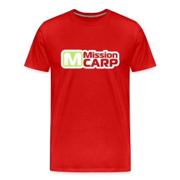 Angeln, Karpfen, Fisch, Mission carp - Männer Premium Bio T-Shirt - Rot - Vorne - Damien (186cm)