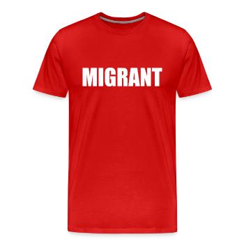 Migrant - Men's Premium Organic T-Shirt - red - Front - Damien (186cm)